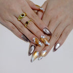 Amber Floral Glitter Nails