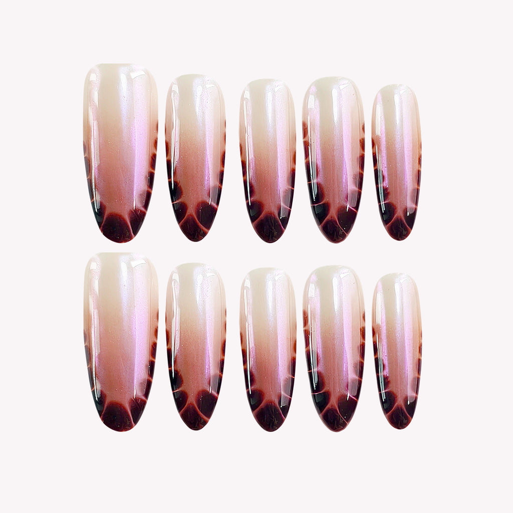 Nude Gradient Leopard Print Art Nail