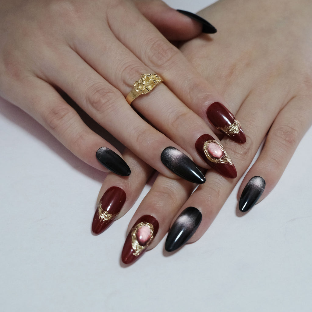 Red And Black Almond Cat Eye
