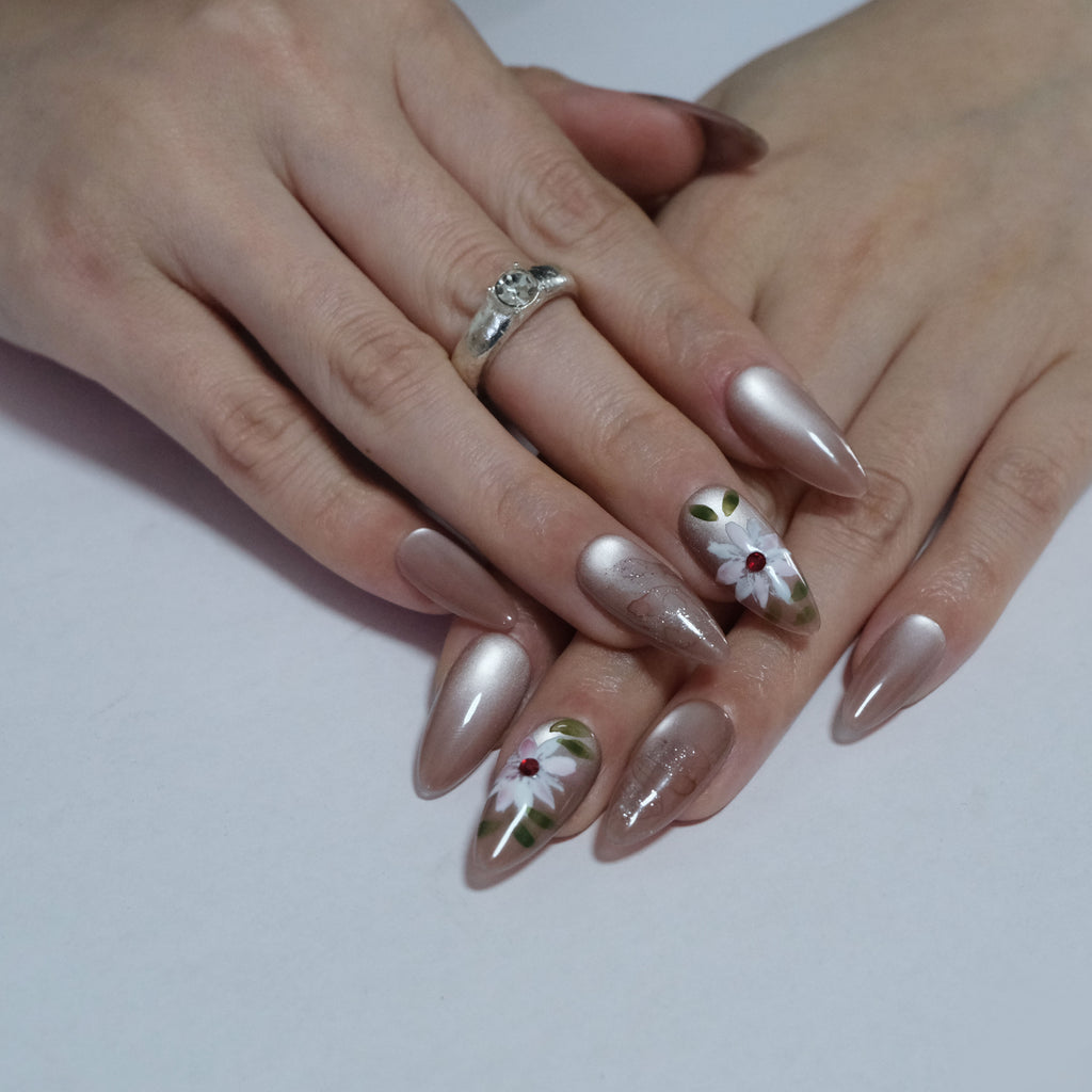 Taupe Floral Cat Eye