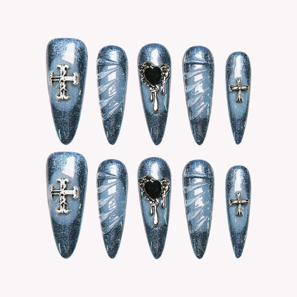 Blue Gothic Heart Wings