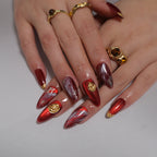 Red Gilding Art Nail