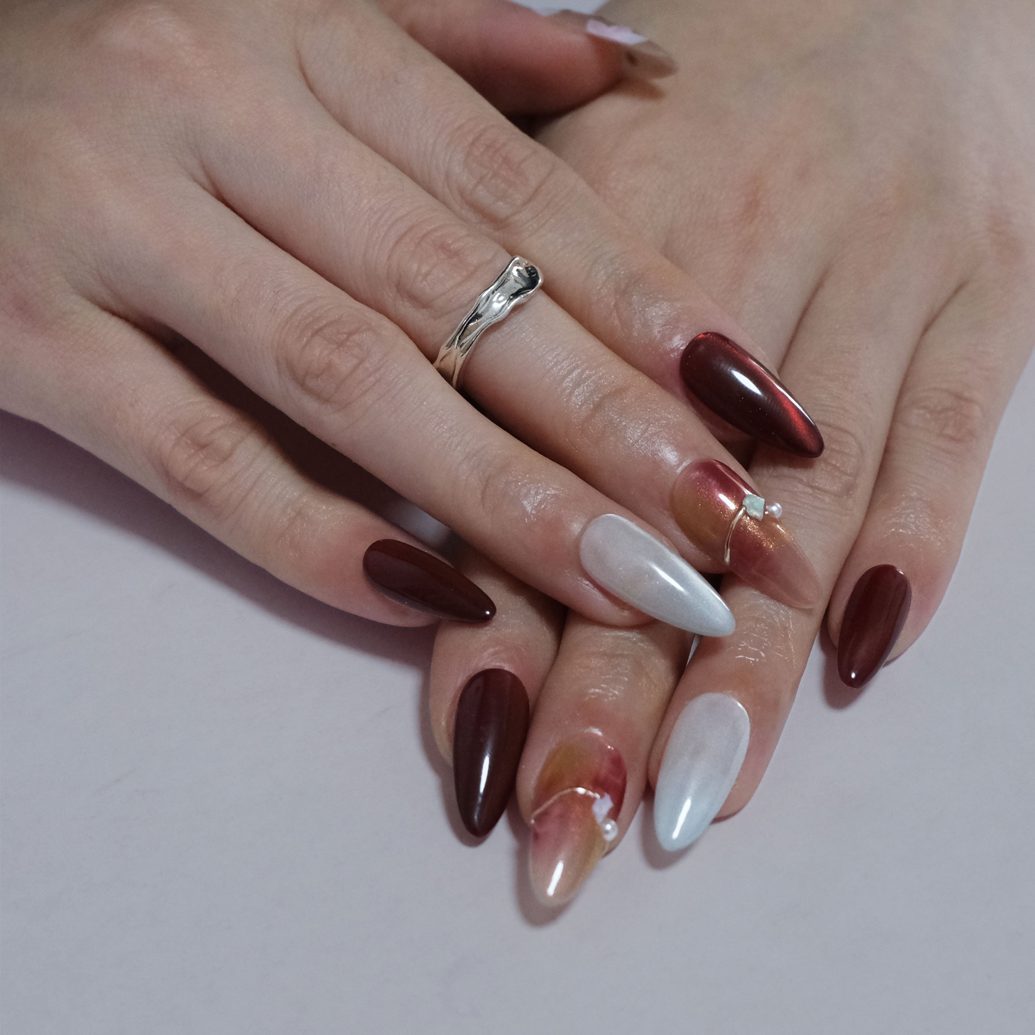 Red And White Almond Cat Eye