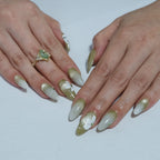 Green-White Almond Cat Eye