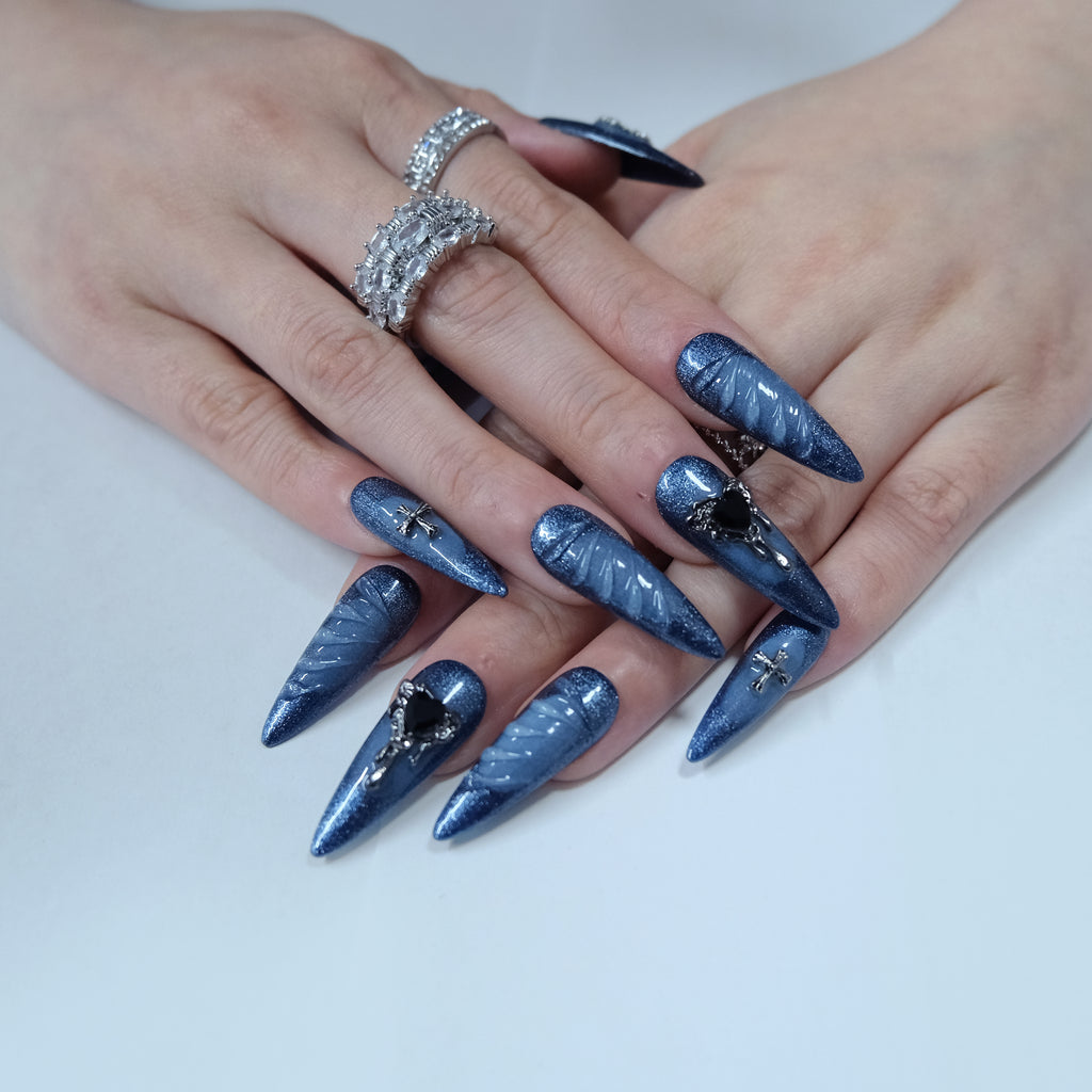 Blue Gothic Heart Wings