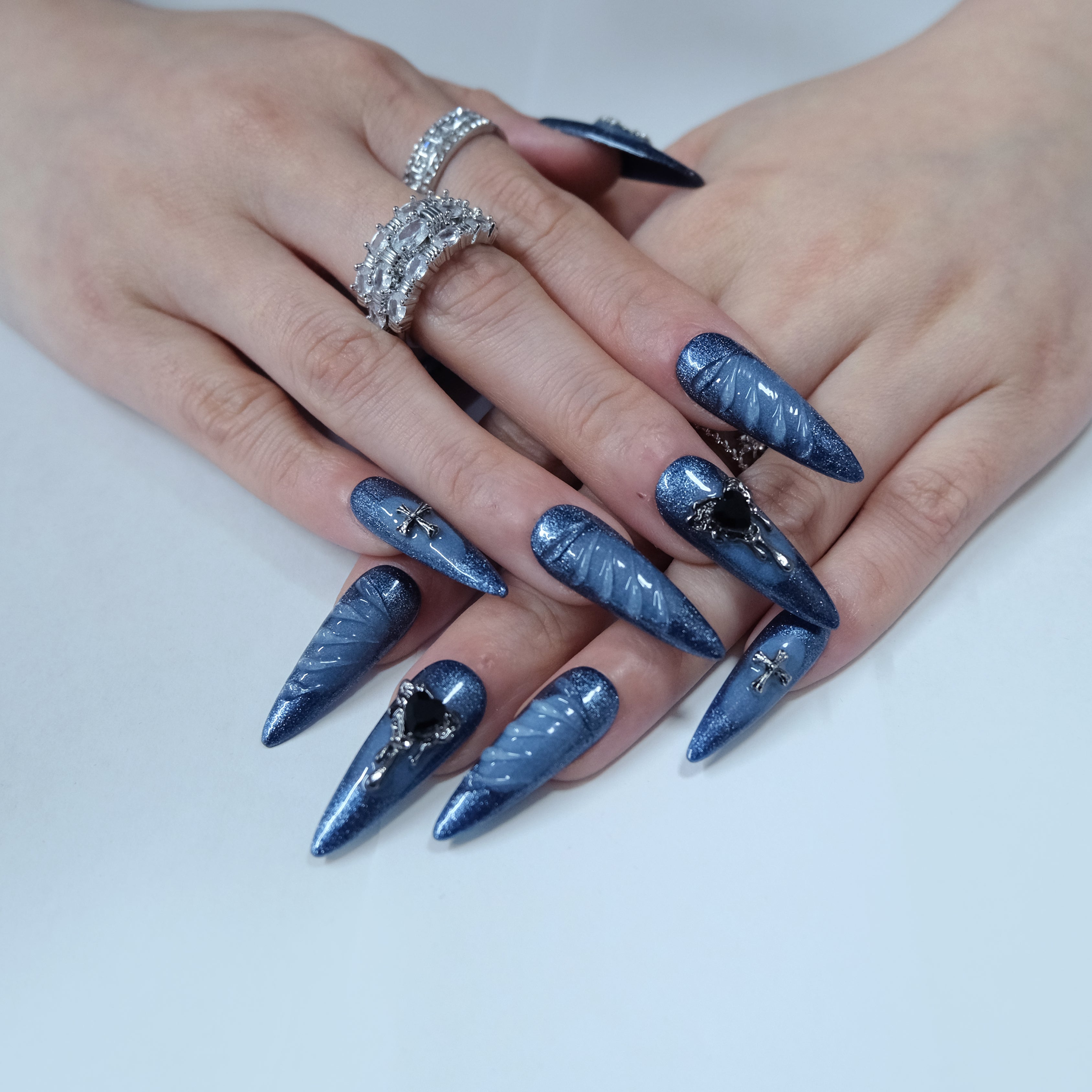 Blue Gothic Heart Wings