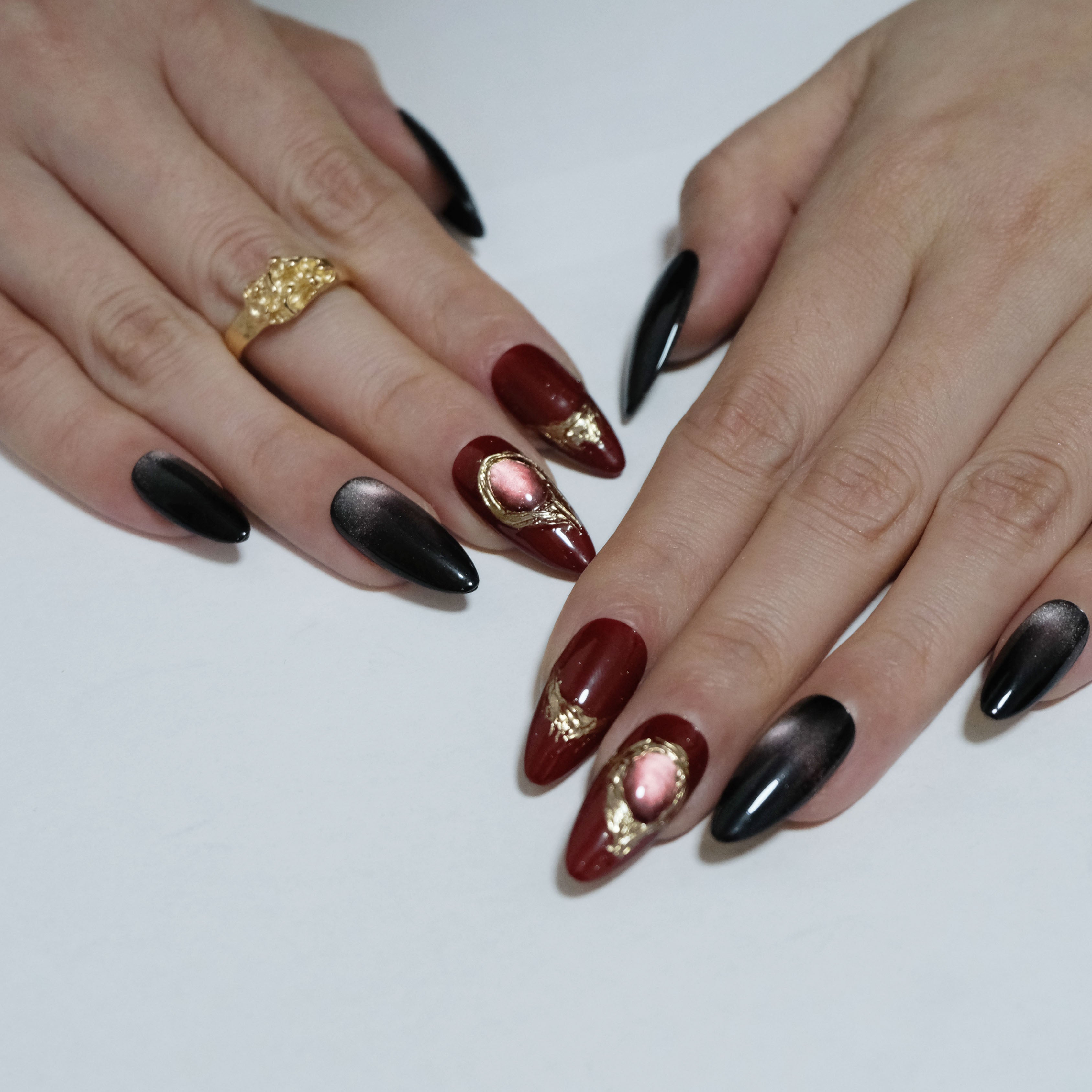 Red And Black Almond Cat Eye