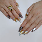 Amber Floral Glitter Nails