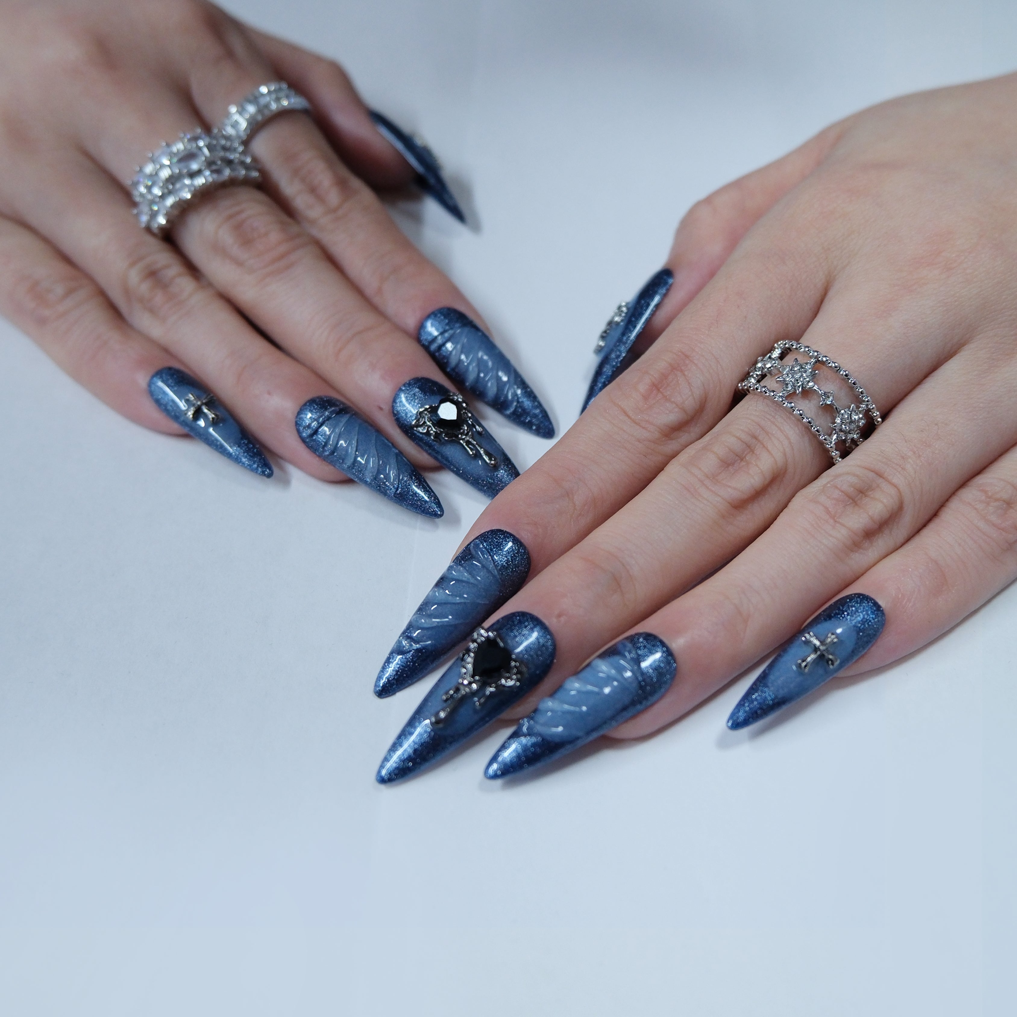 Blue Gothic Heart Wings