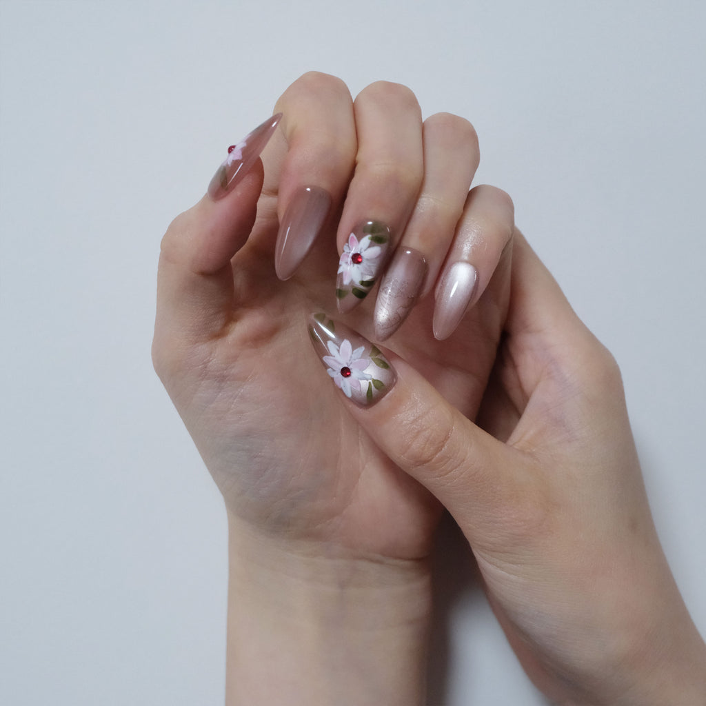 Taupe Floral Cat Eye