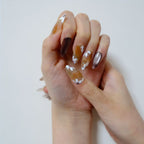 Amber Floral Glitter Nails