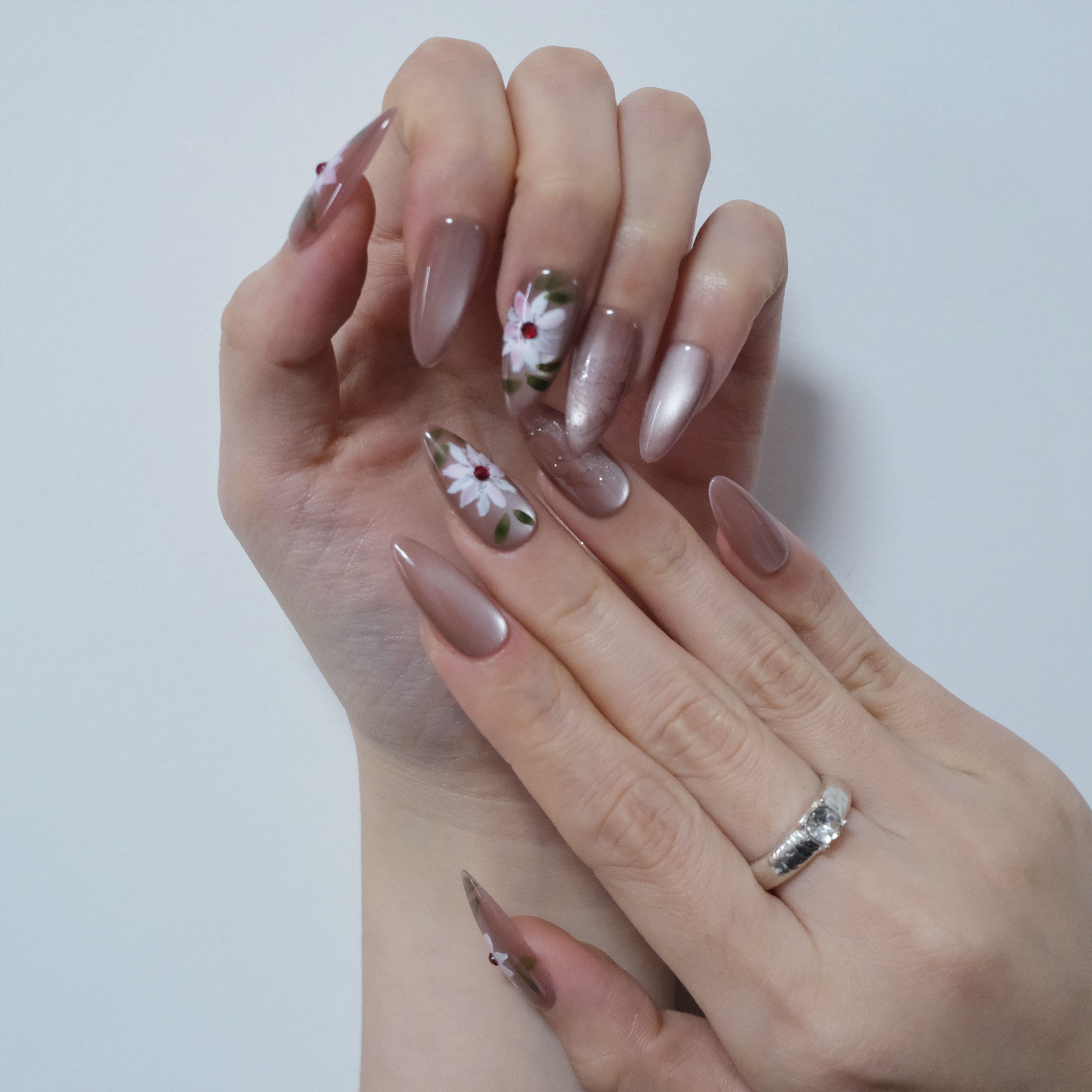 Taupe Floral Cat Eye