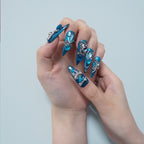 Teal Ocean Gem Nails