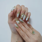 Green-White Almond Cat Eye