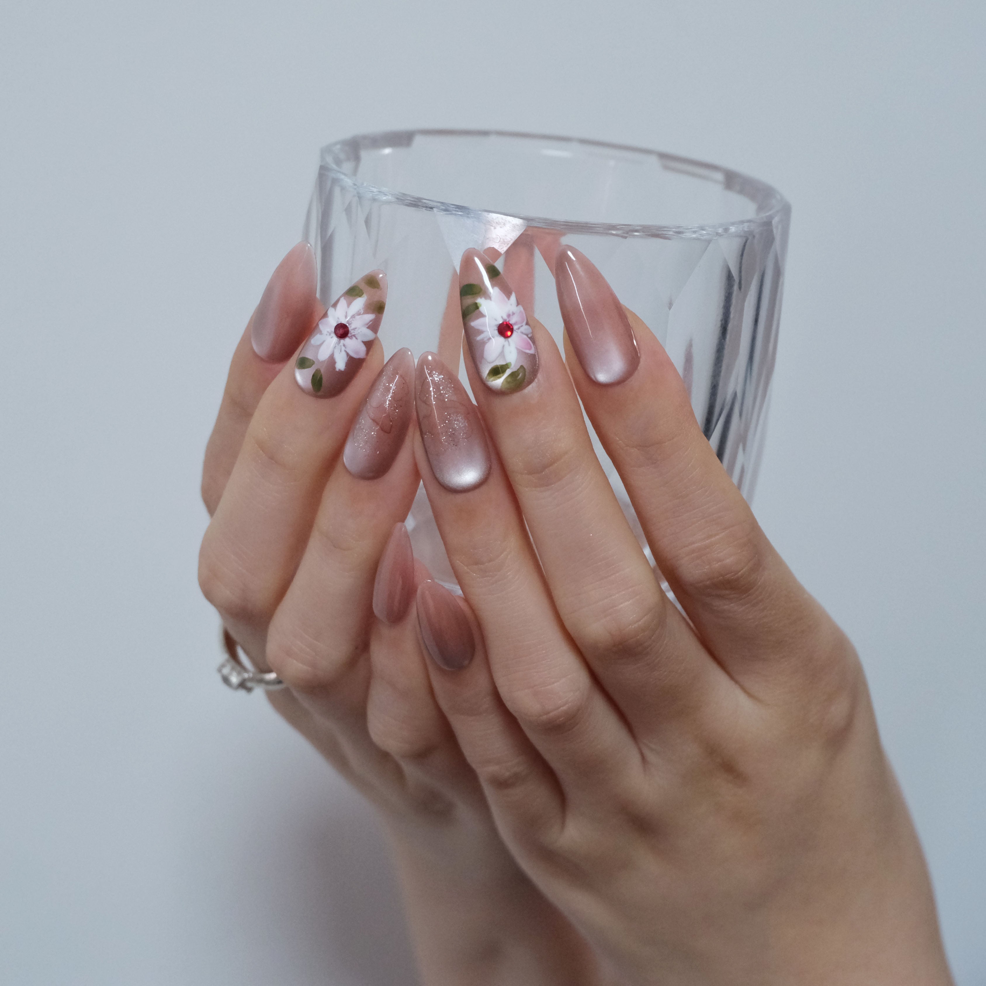 Taupe Floral Cat Eye