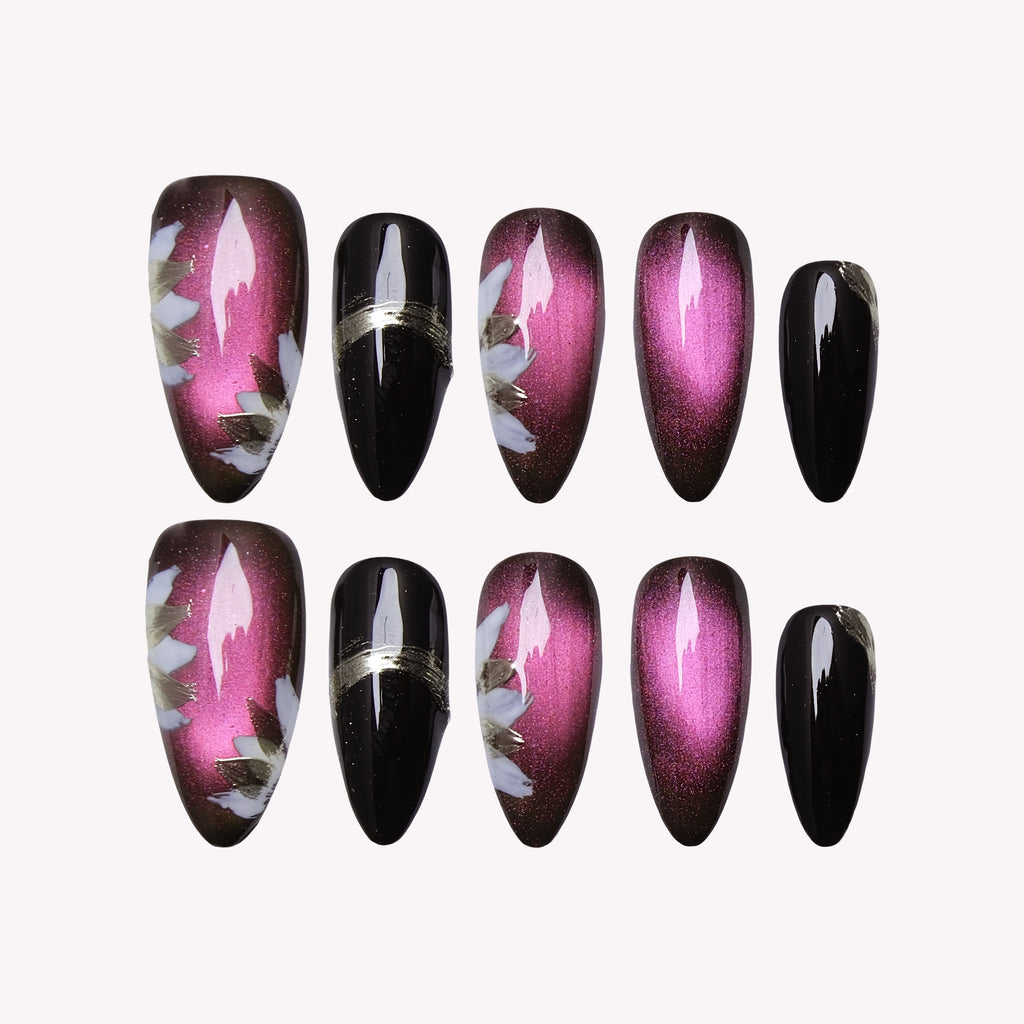 Purple Glowing Cat Eye Nail