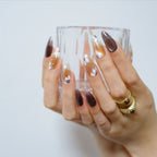 Amber Floral Glitter Nails