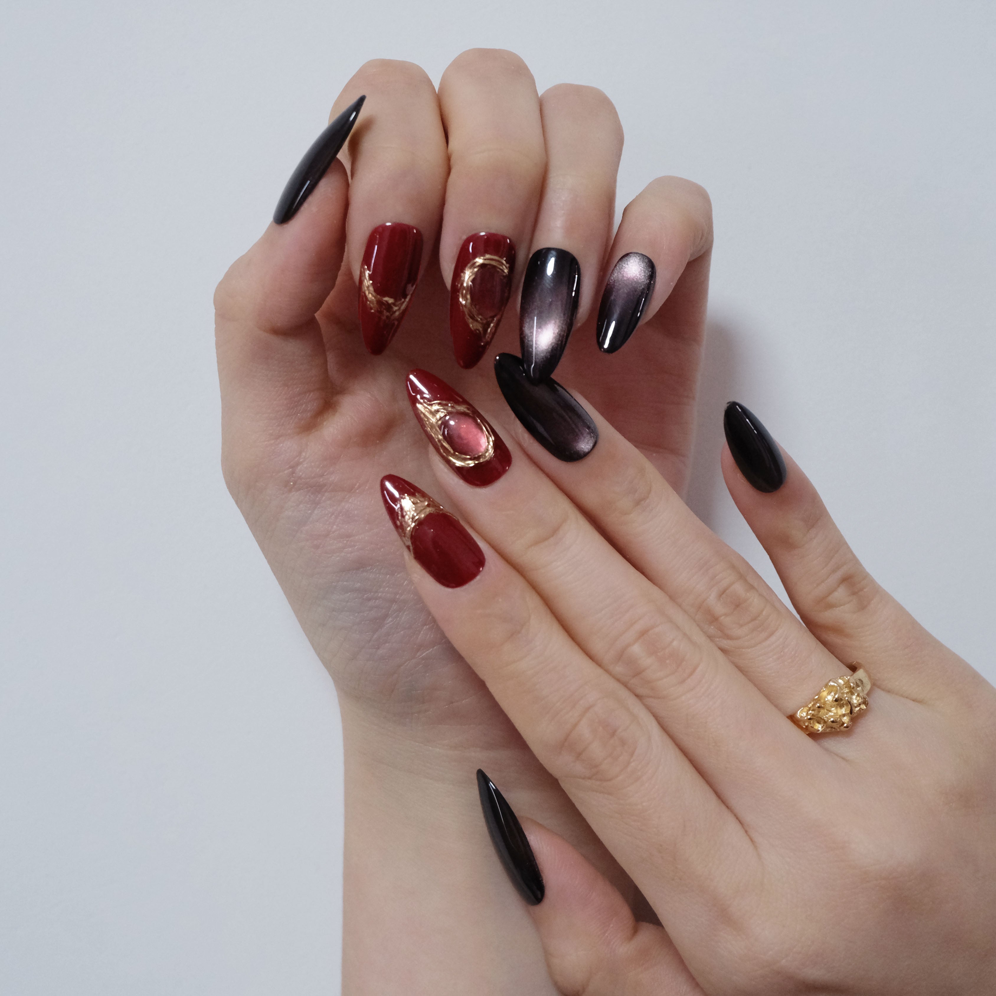 Red And Black Almond Cat Eye