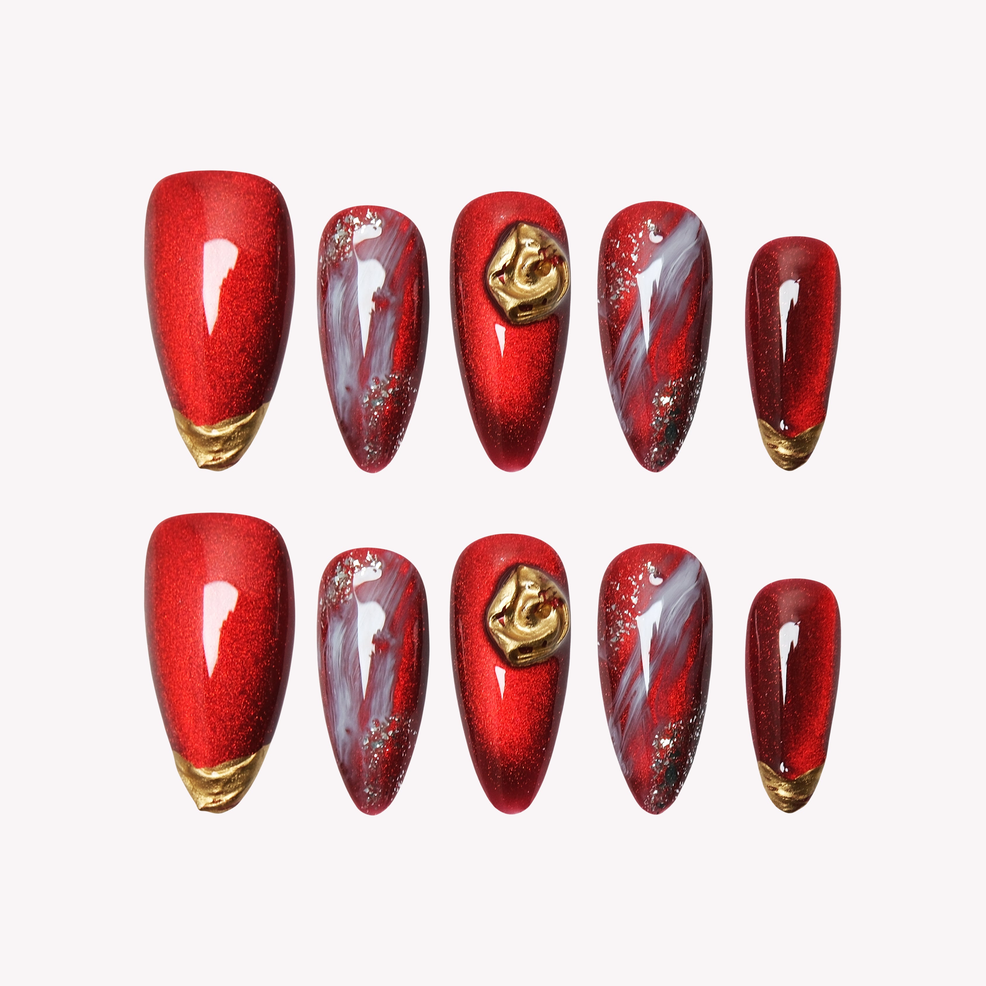 Red Gilding Art Nail
