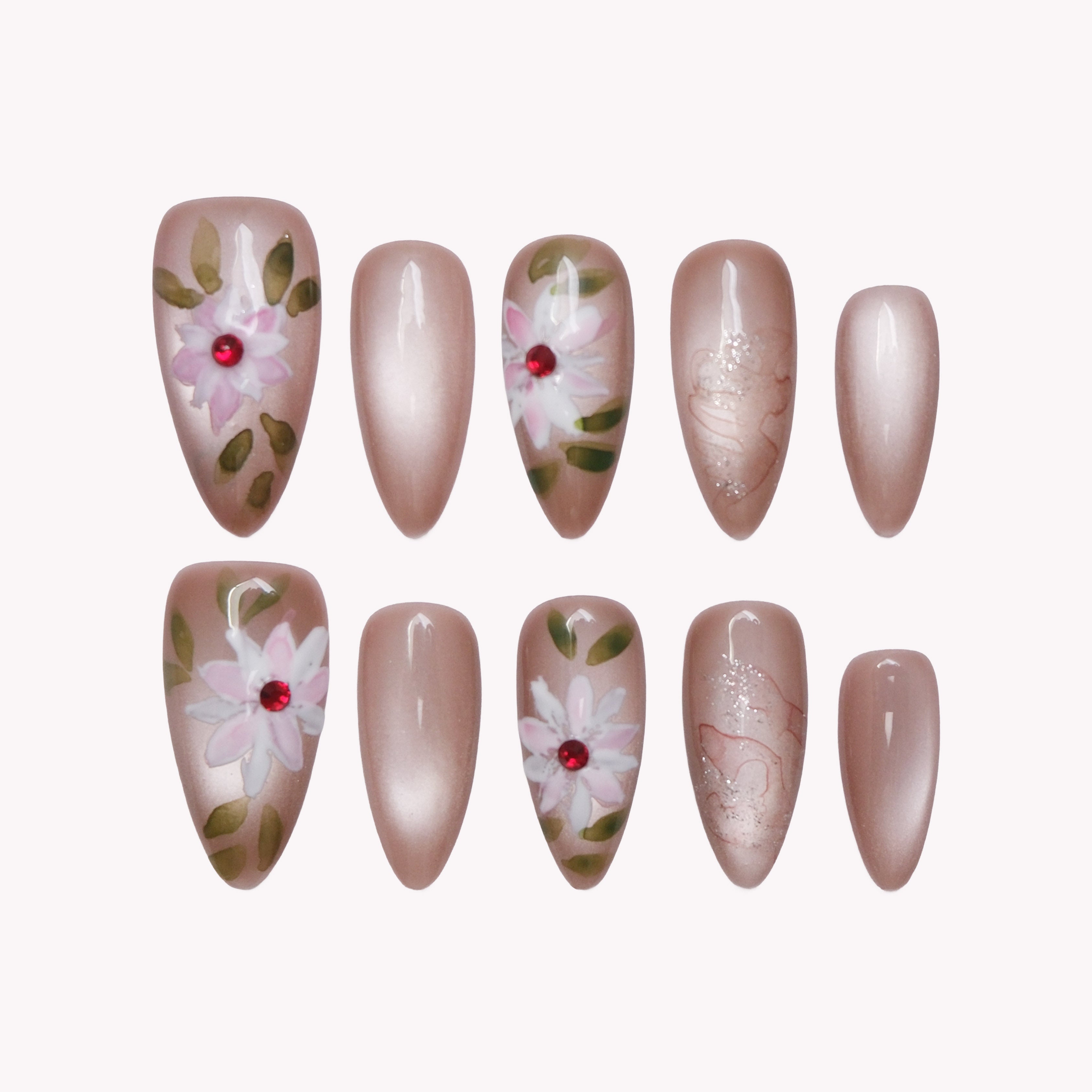 Taupe Floral Cat Eye