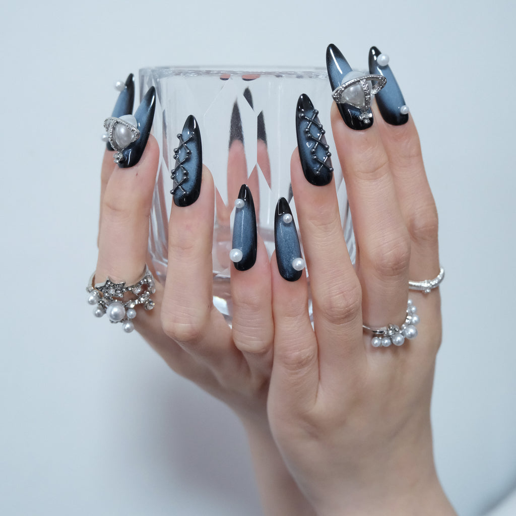 Celestial Saturn Pearl Nails