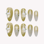 Green-White Almond Cat Eye