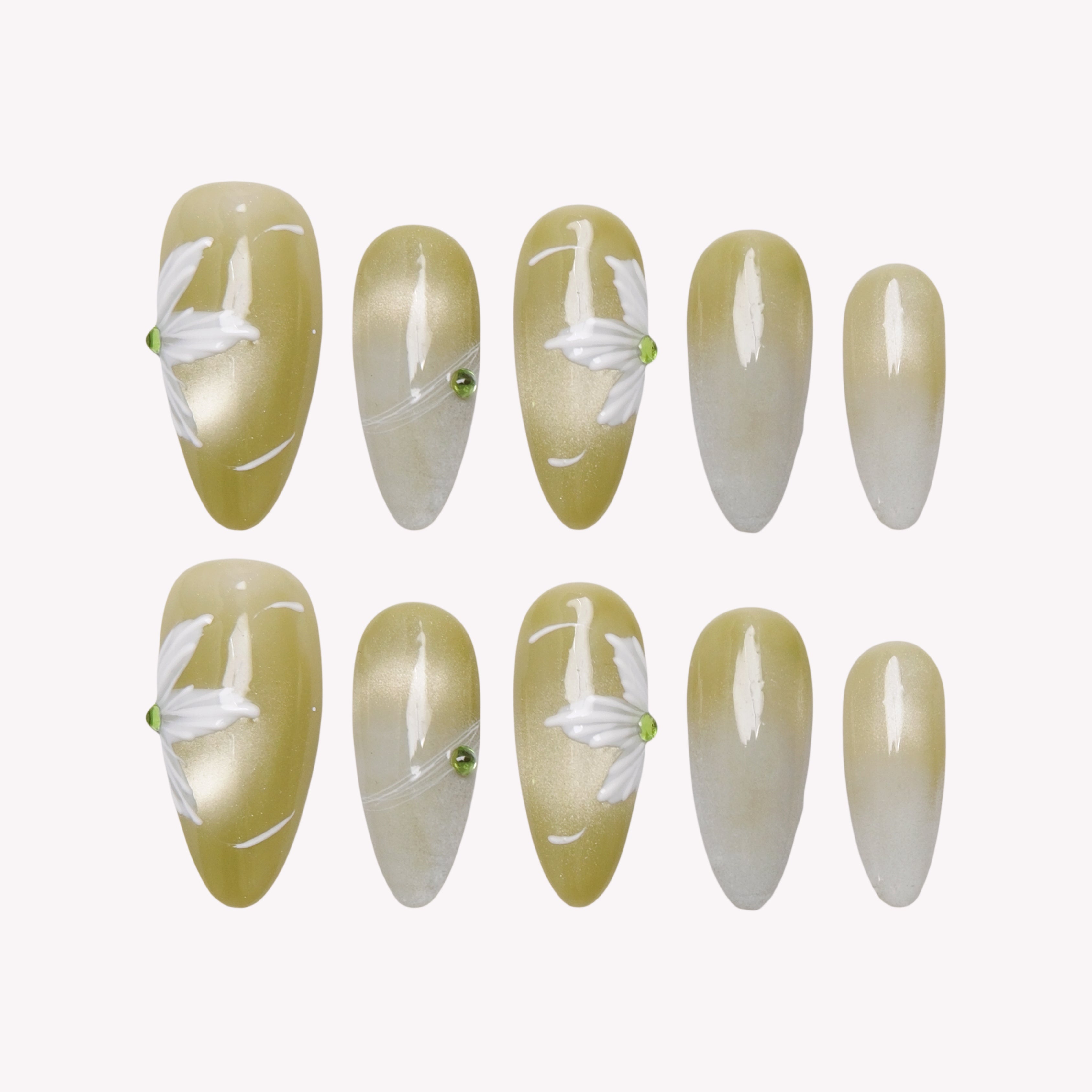 Green-White Almond Cat Eye