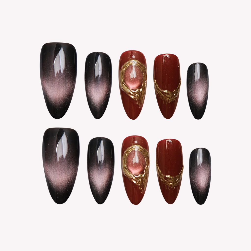 Red And Black Almond Cat Eye