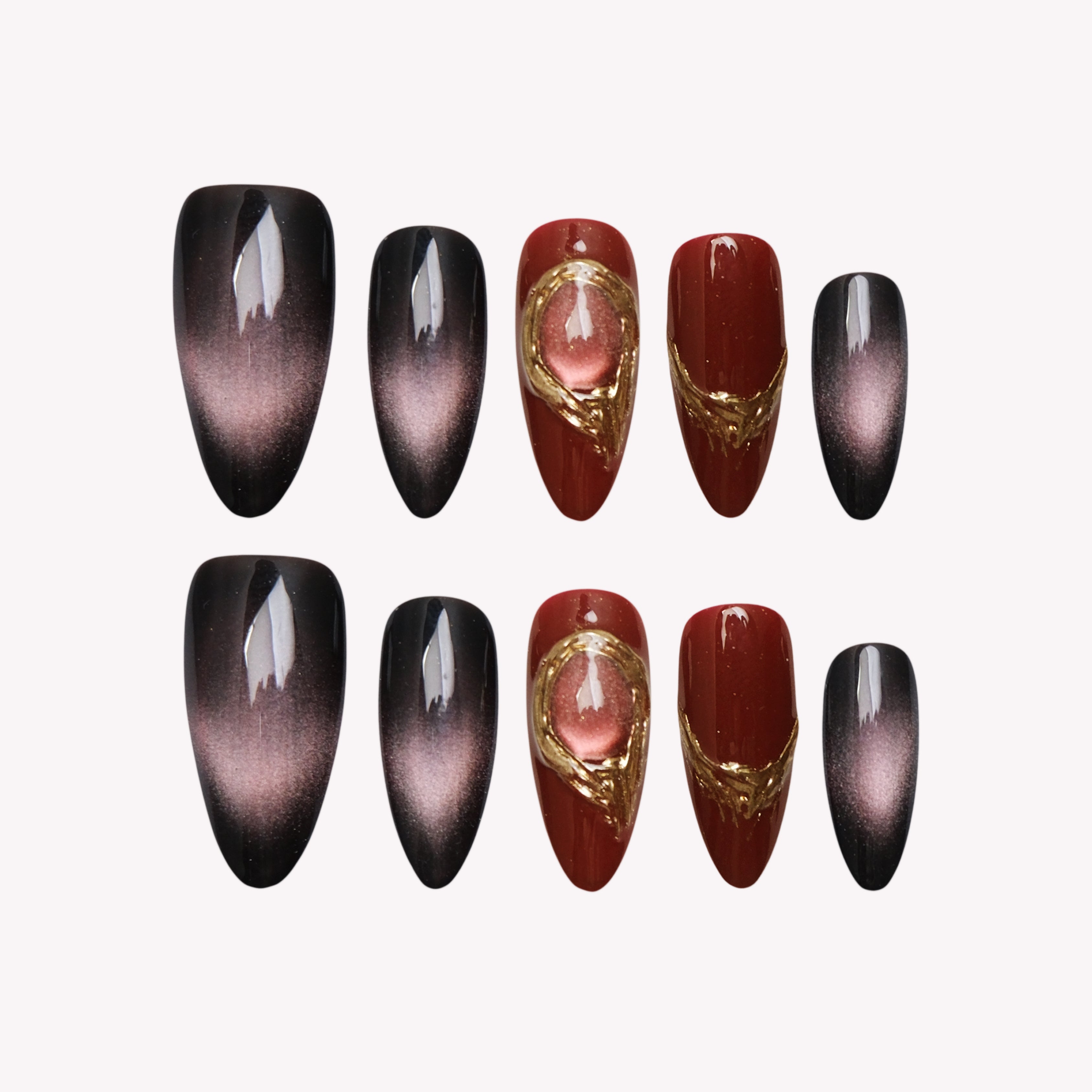 Red And Black Almond Cat Eye