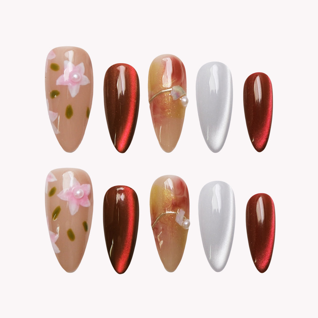 Red And White Almond Cat Eye